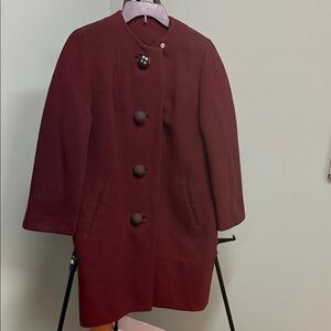 Vintage / Elegant Burgundy Women's Winter Coat